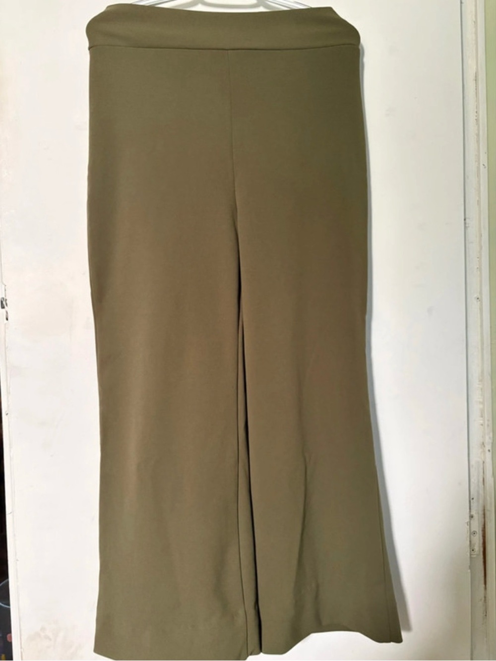 High-Rise Wide-Leg Pull-On Pants in Olive Green